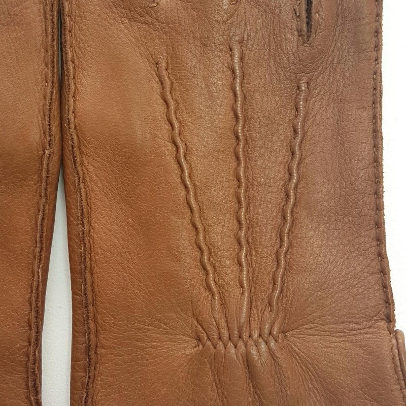 Gants en Cuir de Cerf Chocolat Marc Doublure Cachemire.