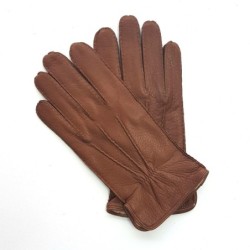 Gants en Cuir de Cerf Chocolat Marc Doublure Cachemire.