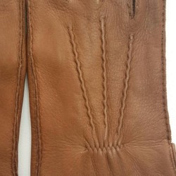 Gants en Cuir de Cerf Chocolat Marc Doublure Cachemire.