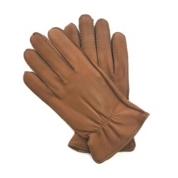 Gants en Cuir de Cerf Chocolat Marcus Doublure en Cachemire.