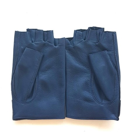 Mitaines en Cuir d'Agneau Indigo Pilote Non Doublées.