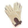 Gants en Cuir et Crochet Coton Havane Alfredine Non Doublés.