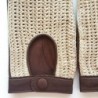 Gants en Cuir et Crochet Coton Havane Alfredine Non Doublés.