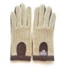 Gants en Cuir et Crochet Coton Havane Alfredine Non Doublés.