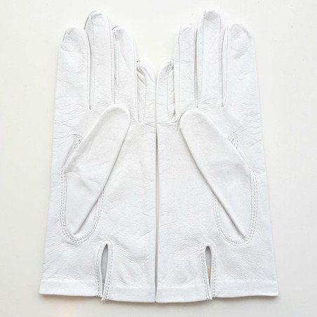 Gants en Cuir d'Agneau Blanc Capucine Doublés Soie.