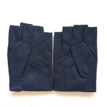 Mitaines en Cuir d'Agneau Prune Pilote Non Doublés.
