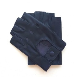 Mitaines en Cuir d'Agneau Prune Pilote Non Doublés.