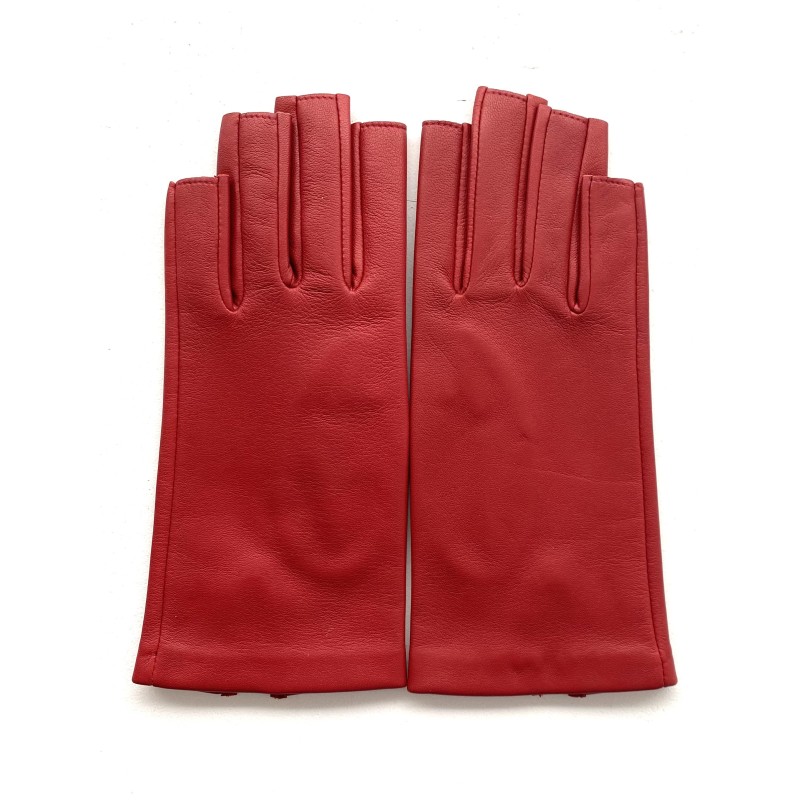 Mitaines en Cuir d'Agneau Rouge Jeanne Doublées Soie.
