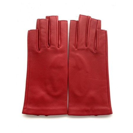 Mitaines en Cuir d'Agneau Rouge Jeanne Doublées Soie.