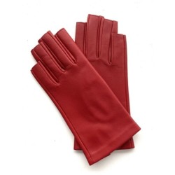 Mitaines en Cuir d'Agneau Rouge Jeanne Doublées Soie.