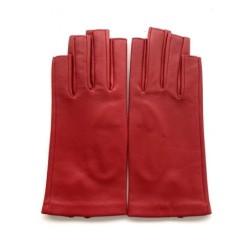 Mitaines en Cuir d'Agneau Rouge Jeanne Doublées Soie.