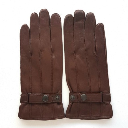 Gants en Cuir d'Agneau Chocolat Arthur Doublure Bemberg.