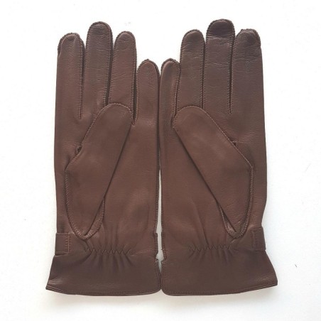 Gants en Cuir d'Agneau Chocolat Arthur Doublure Bemberg.
