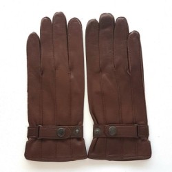 Gants en Cuir d'Agneau Chocolat Arthur Doublure Bemberg.