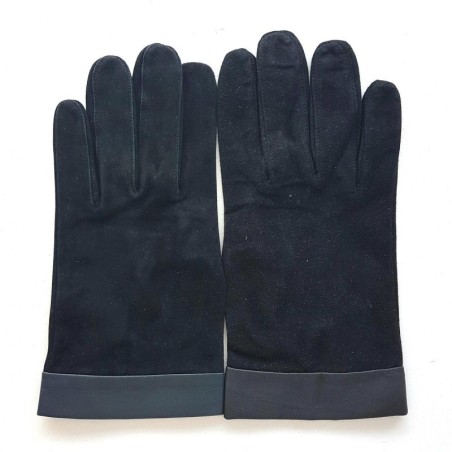 Gants Cuir Chèvre Velours Agneau Noir Gris Guilhem Doublés Soie