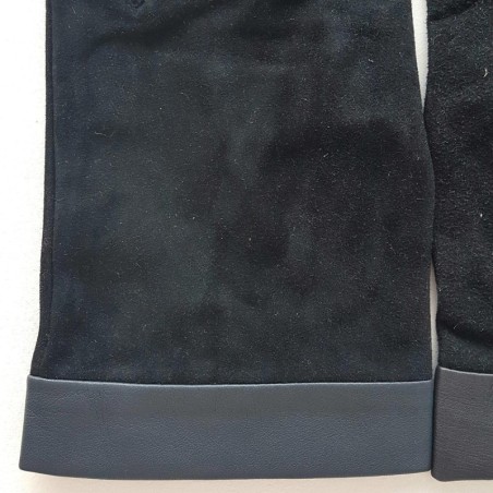 Gants Cuir Chèvre Velours Agneau Noir Gris Guilhem Doublés Soie