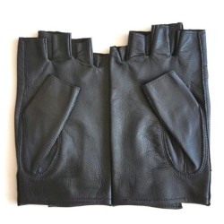 Mitaines en Cuir d'Agneau Noir Pilote Femme Non Doublées.