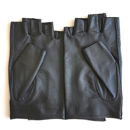 Mitaines en Cuir d'Agneau Noir Pilote Femme Non Doublées.