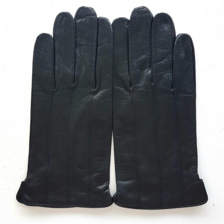 Gants en Cuir d'Agneau Noirs Georges Doublés en Soie.