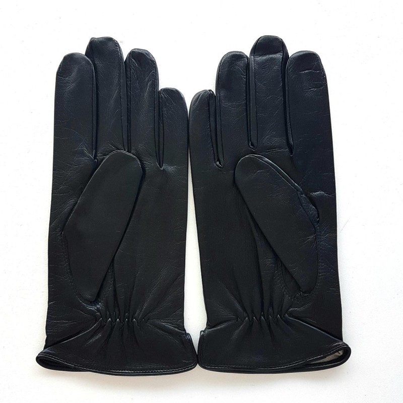 Gants en Cuir d'Agneau Noirs Georges Doublés en Soie.