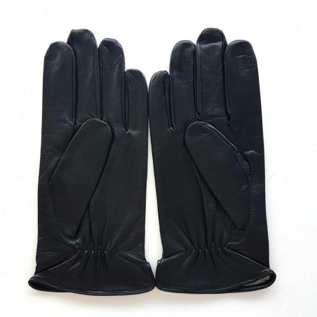 Gants en Cuir d'Agneau Noirs Georges Doublés en Soie.
