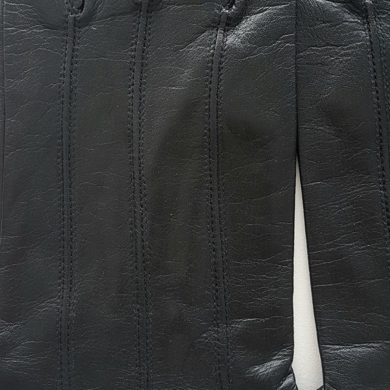 Gants en Cuir d'Agneau Noirs Georges Doublés en Soie.