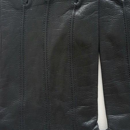 Gants en Cuir d'Agneau Noirs Georges Doublés en Soie.