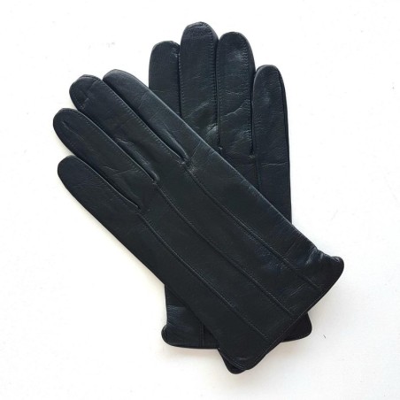 Gants en Cuir d'Agneau Noirs Georges Doublés en Soie.