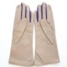 Gants en Cuir d'Agneau Mastic Améthyste Elisa Doublés Soie.