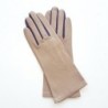 Gants en Cuir d'Agneau Mastic Améthyste Elisa Doublés Soie.