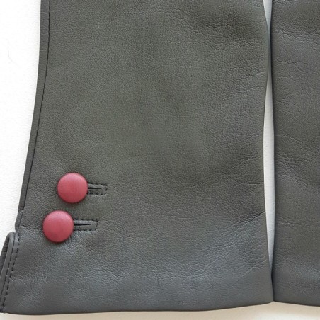 Gants en Cuir d'Agneau Charcoal Rose Antique Clémentine Doublés Soie