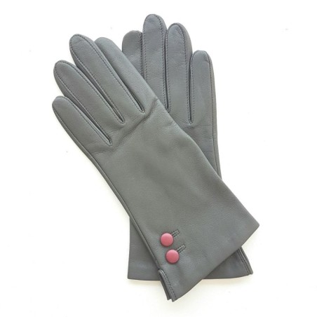 Gants en Cuir d'Agneau Charcoal Rose Antique Clémentine Doublés Soie
