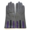 Gants Cuir d'Agneau Charcoal Noir Améthyste Trio Doublés soie.
