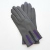 Gants Cuir d'Agneau Charcoal Noir Améthyste Trio Doublés soie.