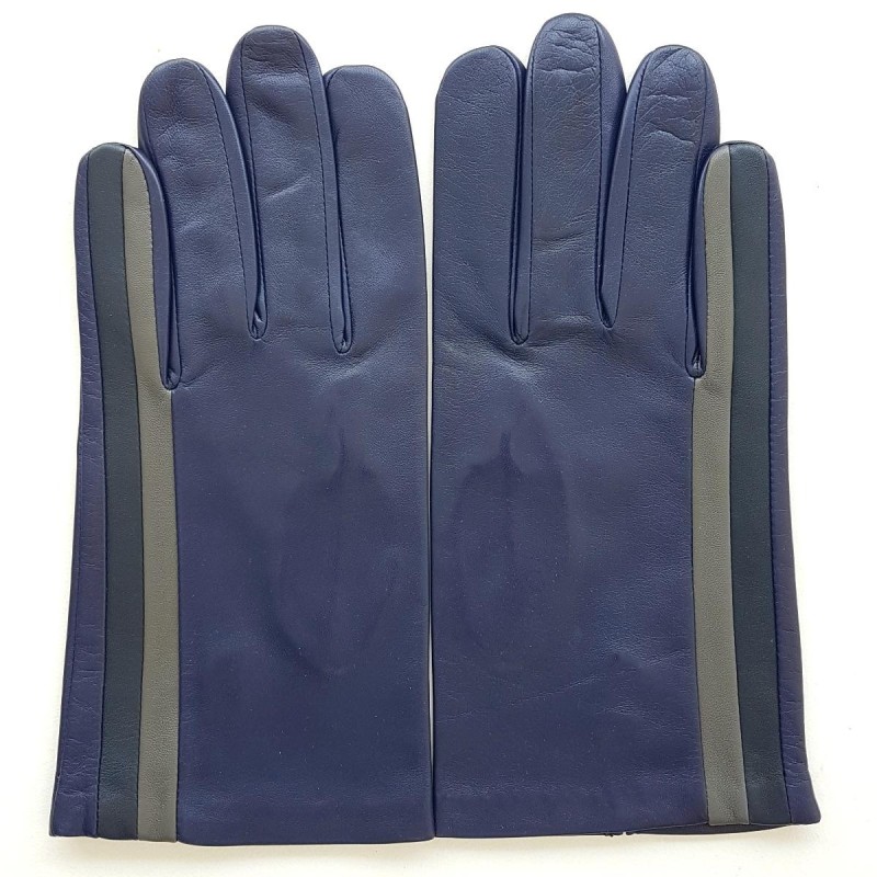 Gants en Cuir d'Agneau Prune Gris Noir Akano Doublés Soie.
