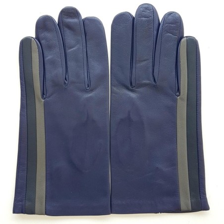 Gants en Cuir d'Agneau Prune Gris Noir Akano Doublés Soie.