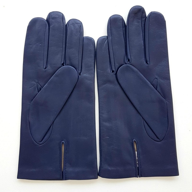 Gants en Cuir d'Agneau Prune Gris Noir Akano Doublés Soie.