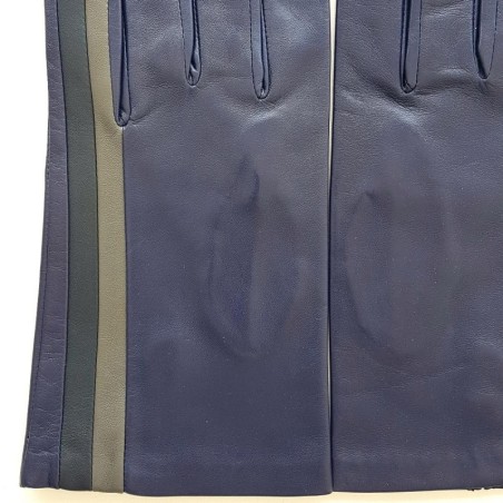 Gants en Cuir d'Agneau Prune Gris Noir Akano Doublés Soie.