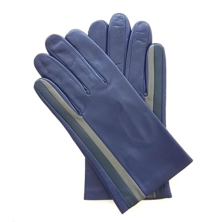 Gants en Cuir d'Agneau Prune Gris Noir Akano Doublés Soie.