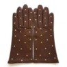 Gants en Cuir d'Agneau Havane Beige Coccinelle Doublés Soie.