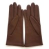 Gants en Cuir d'Agneau Havane Beige Coccinelle Doublés Soie.