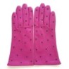 Gants en Cuir d'Agneau Hot Pink Noir Coccinelle Doublés Soie.