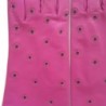 Gants en Cuir d'Agneau Hot Pink Noir Coccinelle Doublés Soie.