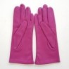 Gants en Cuir d'Agneau Hot Pink Noir Coccinelle Doublés Soie.