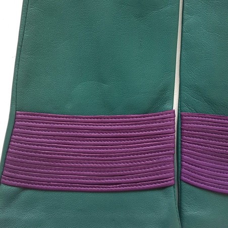 Gants en Cuir d'Agneau Vert Améthyste Athéna Doublés Soie.