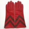 Gants en Cuir d'Agneau Rouge Havane Sybille Doublé Soie.