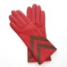 Gants en Cuir d'Agneau Rouge Havane Sybille Doublé Soie.