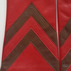 Gants en Cuir d'Agneau Rouge Havane Sybille Doublé Soie.