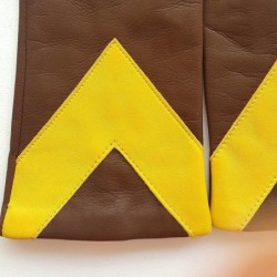 Gants en Cuir d'Agneau Havane Jaune Aglaé Doublé Soie.