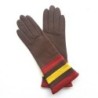 Gants en Cuir d'Agneau Havane Jaune Rouge Donille Doublés Soie.